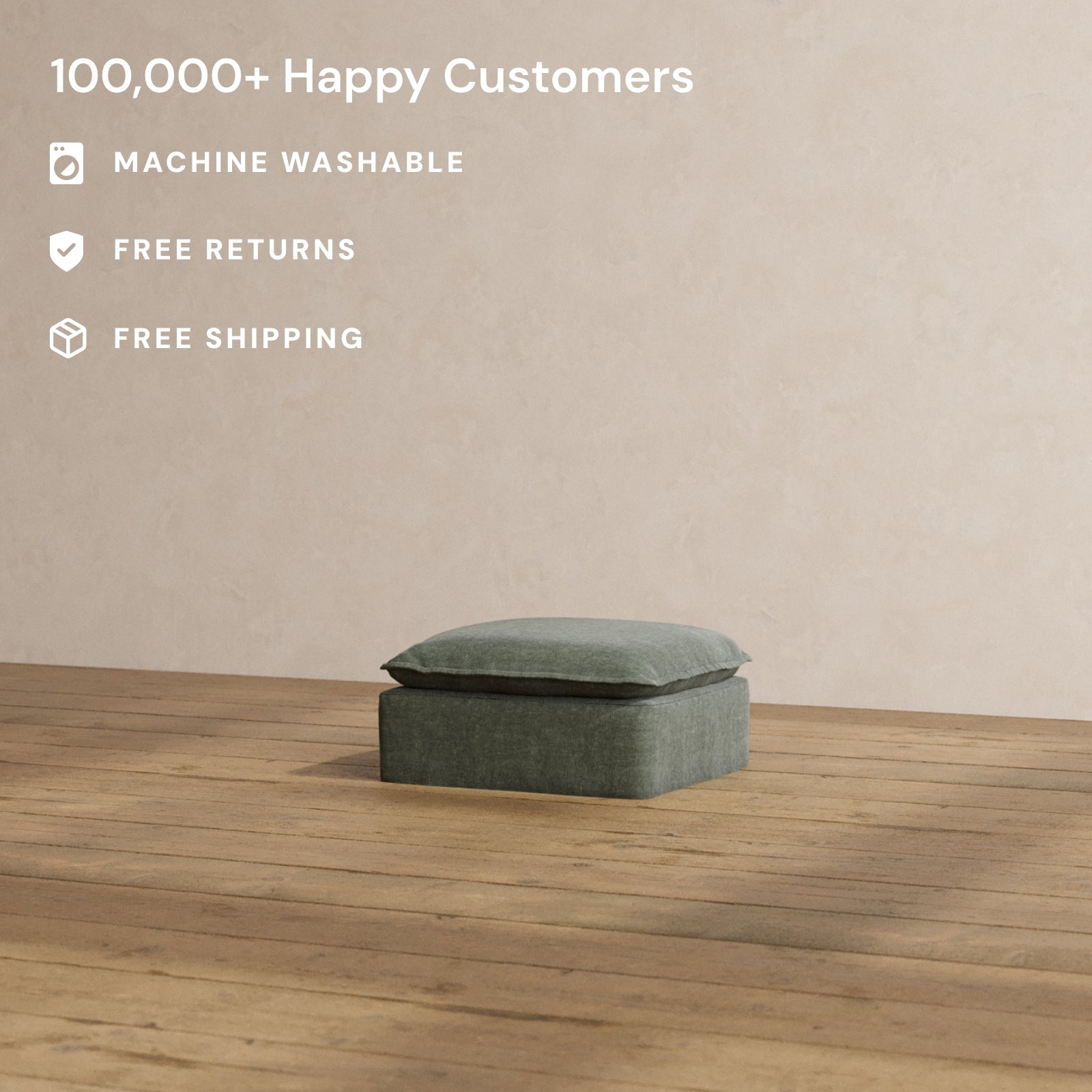Modular Washable Ottoman in Willow | Deluxe+ Seat