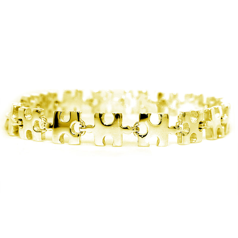 Autism Puzzle Piece Links Bracelet In 14k Yellow Gold Sziro Jewelry