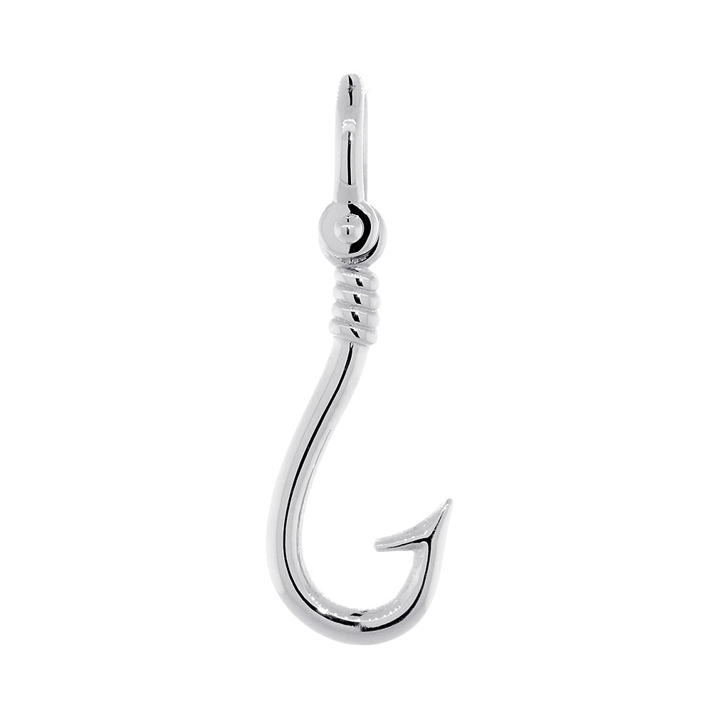 24mm Fishermans Barbed Hook and Knot Fishing Charm in 14k Yellow