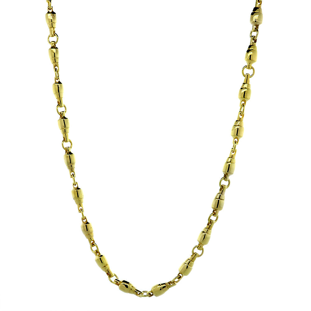 4mm Size Fishing Swivel Chain in 14K Yellow Gold, 22 Inches Long