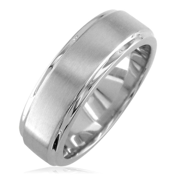 Mens Wedding Band with Satin Polish, 7mm Wide in Platinum – Sziro Jewelry