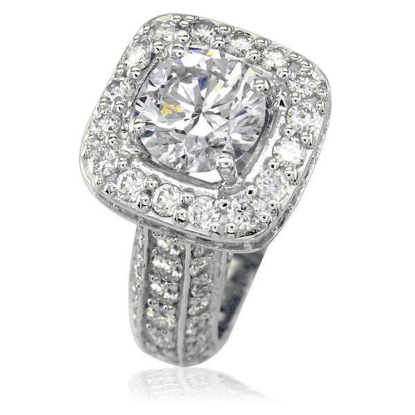 14K White Gold Halo Ring Setting #JS999W14