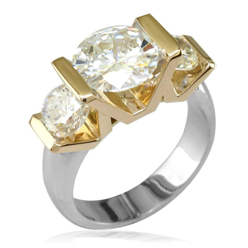 3 Stone Diamond Ring Setting In 14k Yellow And White Gold Sziro Jewelry