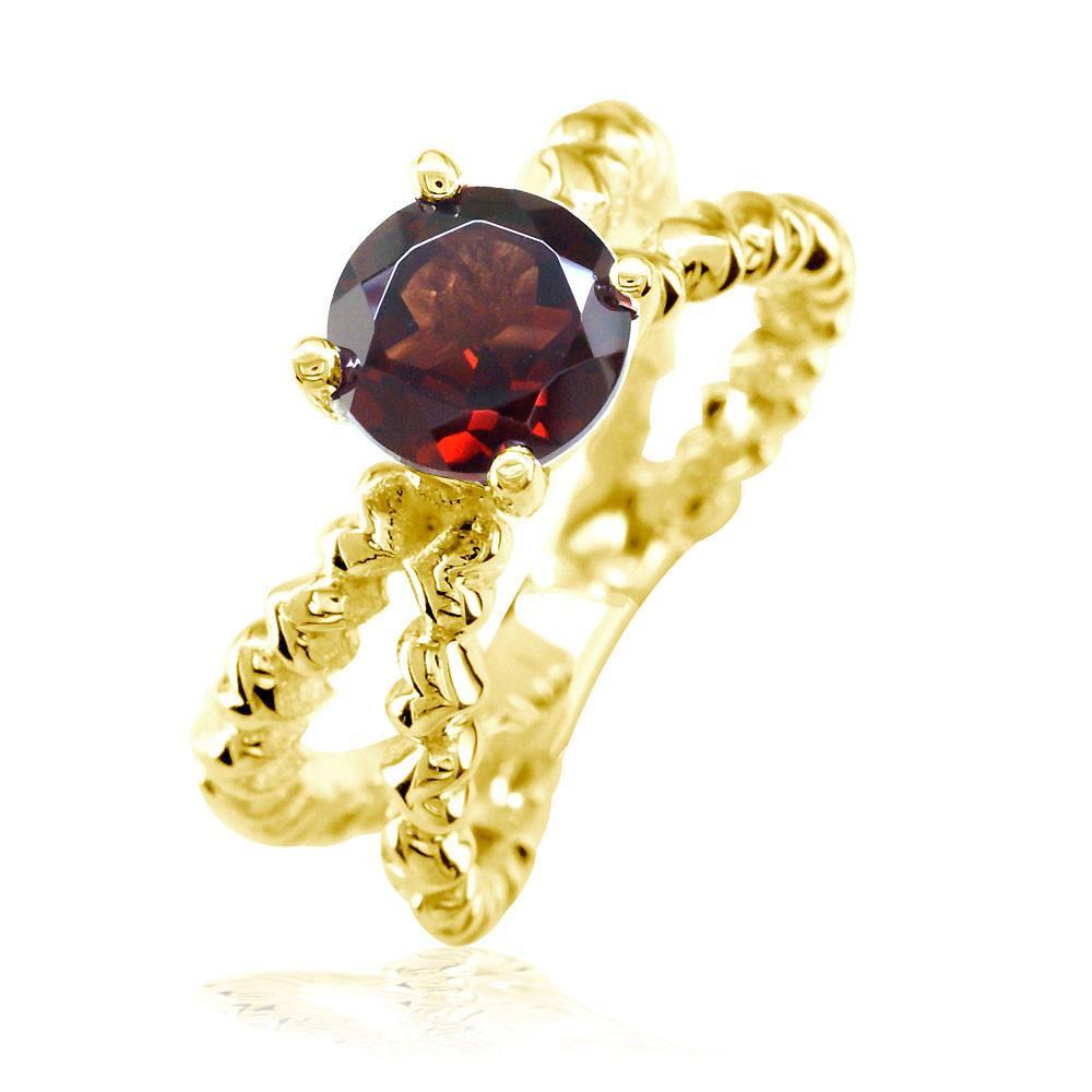 Round Garnet Heart Ring in 18k Yellow Gold – Sziro Jewelry