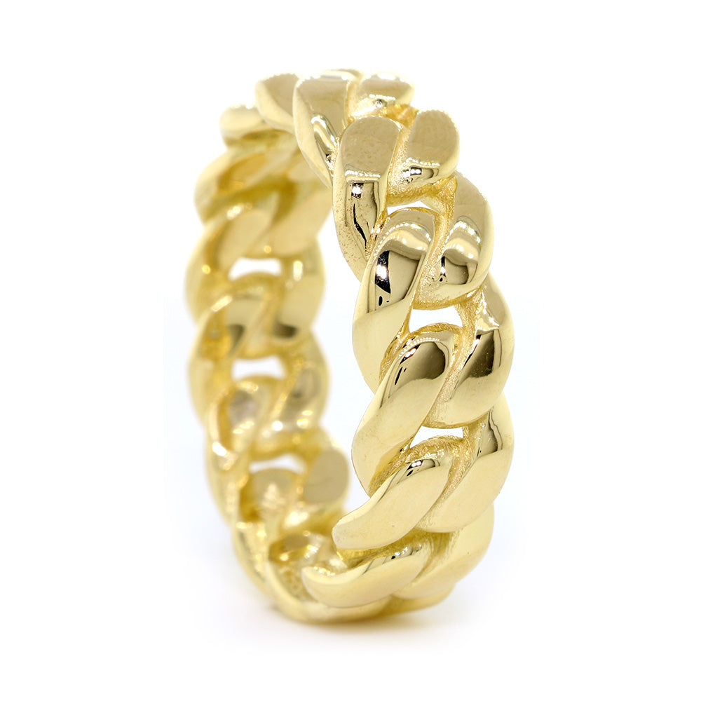 Mens Solid Cuban Link Band,  mm Wide, 3 mm Thick in 14K Yellow Gold –  Sziro Jewelry