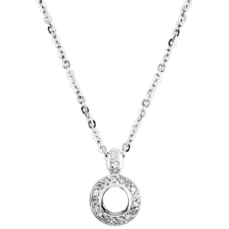 Semi-Mount Diamond Halo Pendant and Chain, 0.40CT Total Sides in 14K White Gold