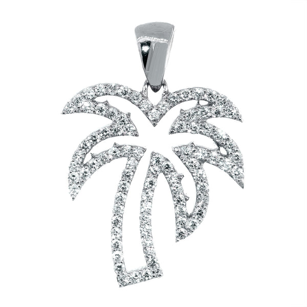 Disney Treasures Lilo & Stitch Round-Cut Diamond Palm Tree Necklace 1/20 ct  tw Sterling Silver & 10K Yellow Gold 19