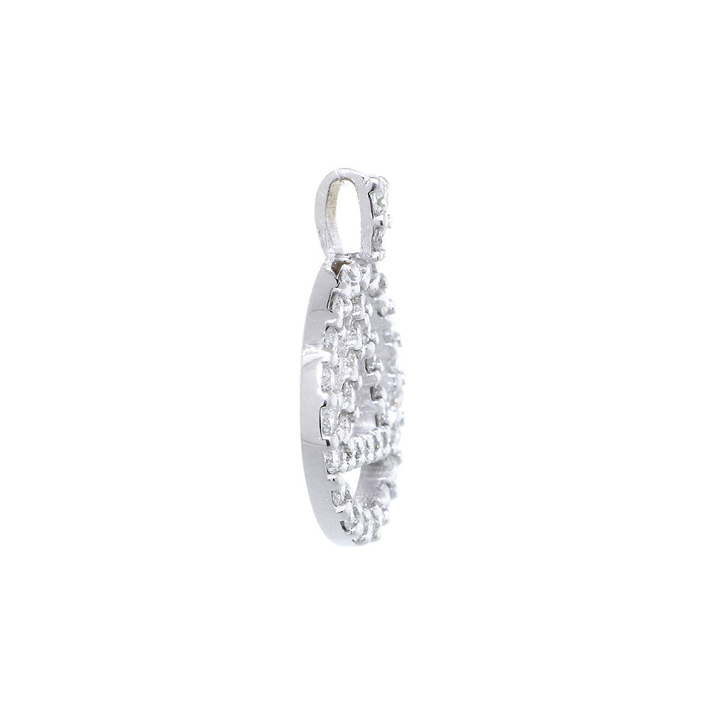 13mm Diamond Alcoholics Anonymous AA Sobriety Pendant, 0.45CT in 14k White Gold