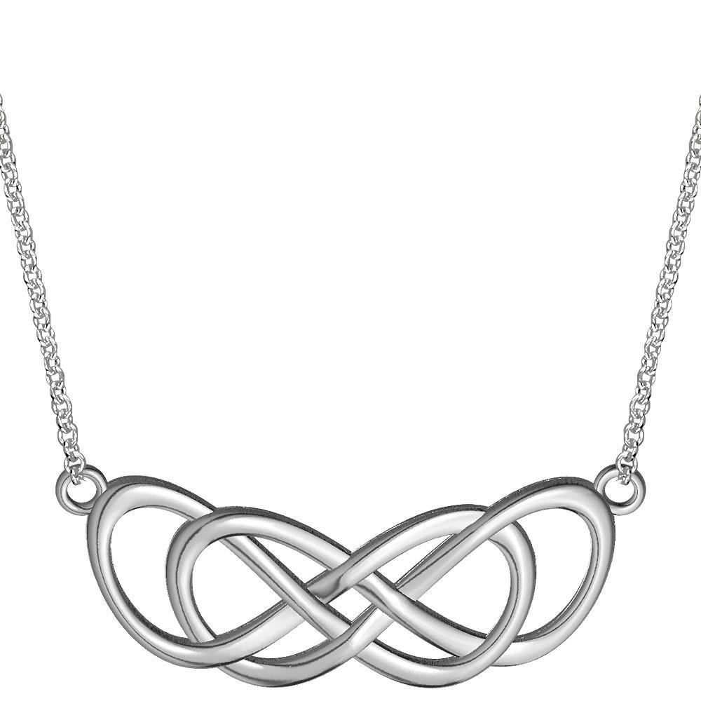 Extra Large Curved Double Infinity Horizontal Necklace in Sterling Sil ...
