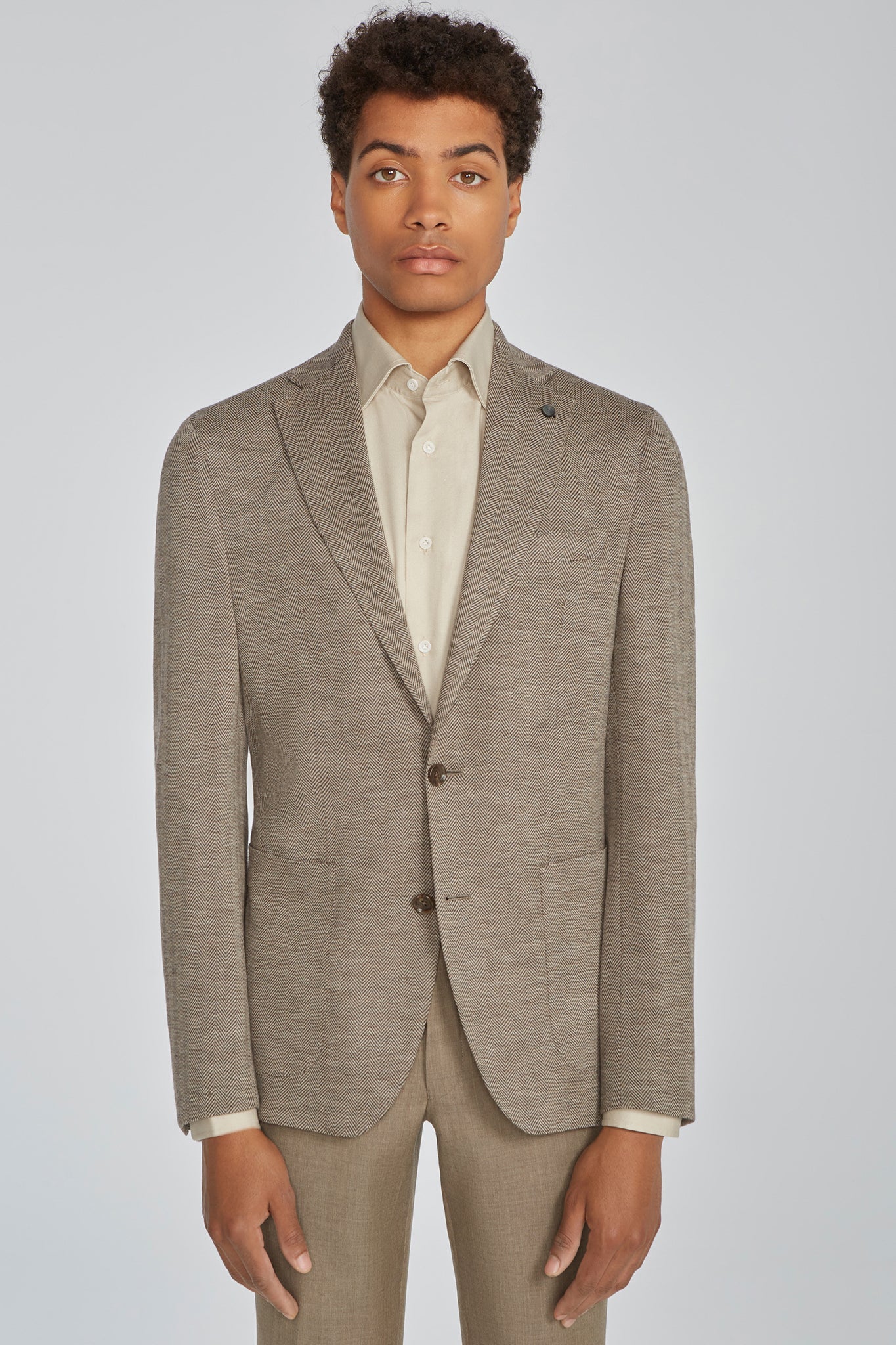 Jack Victor Men's Hartford Sand Neat Silk and Cashmere Blazer