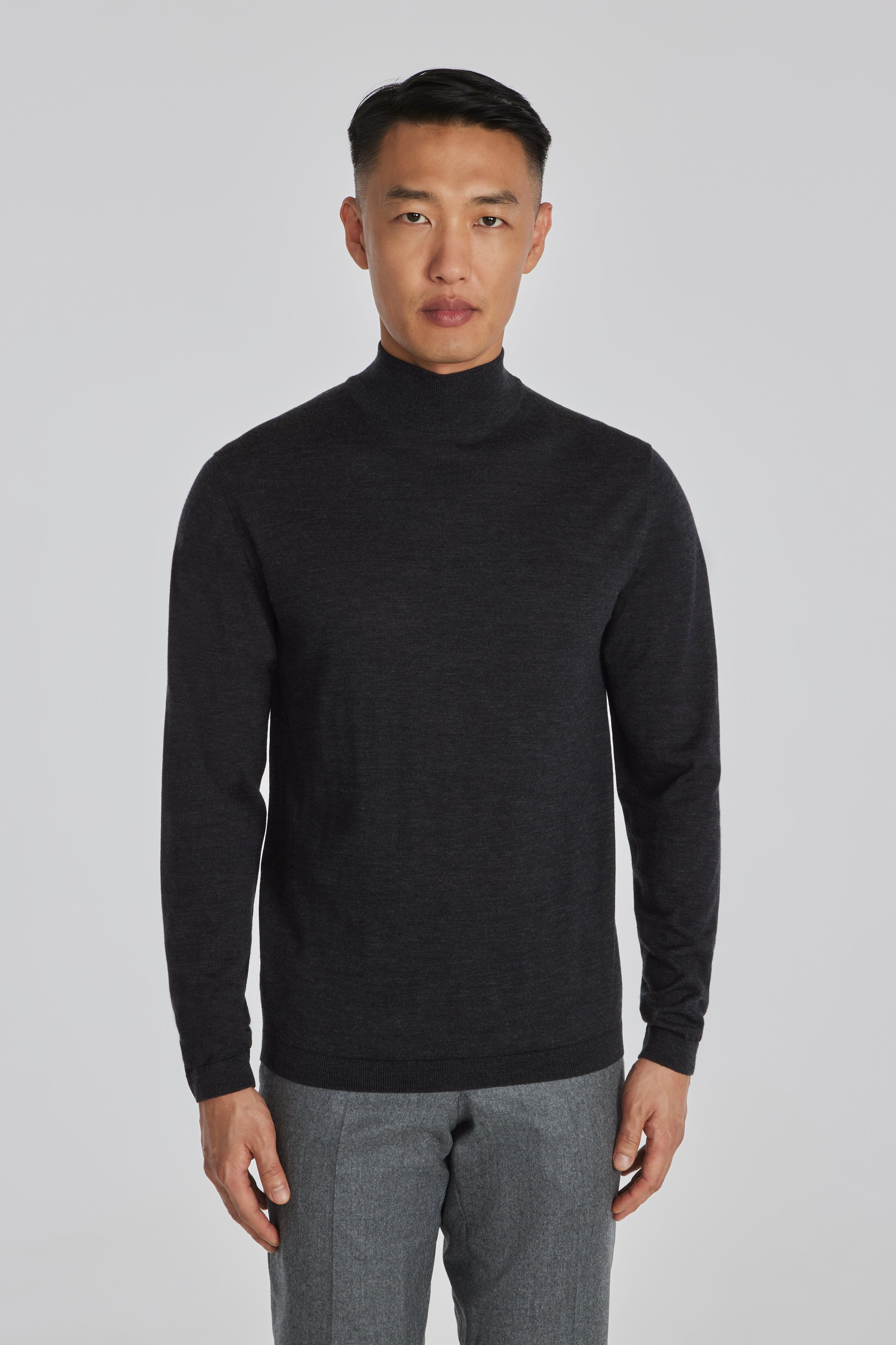 Jack Victor Men's Beaudry Black Wool, Silk and Cashmere Mock Neck Sweater