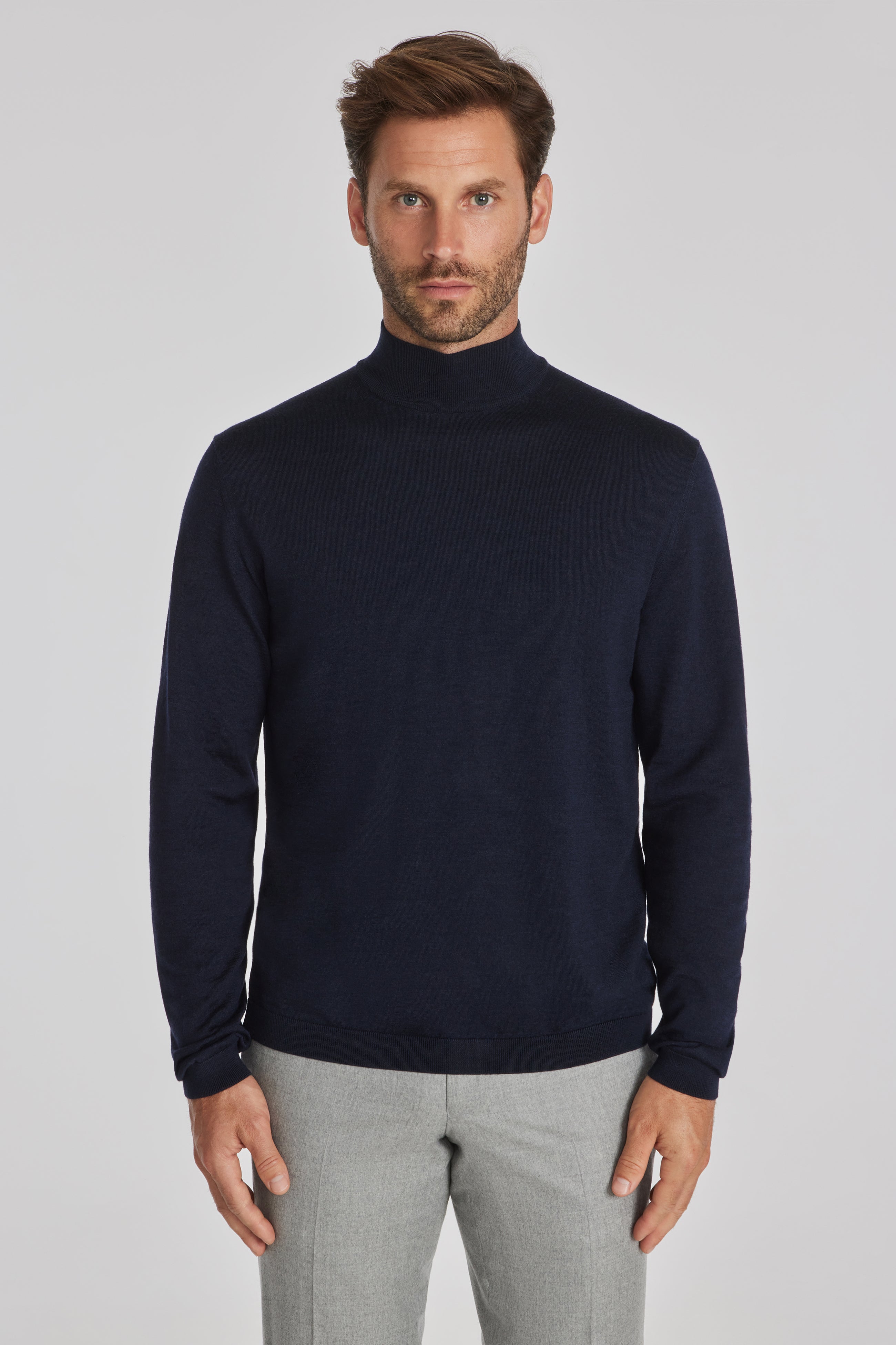 Jack Victor Men's Beaudry Charcoal Wool, Silk and Cashmere Mock Neck Sweater