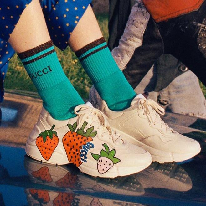 G U C C I Men and Women Rhyton sneaker with Strawberry shoes
