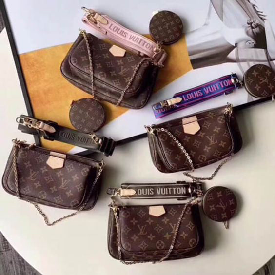 LV Louis Vuitton Stylish Retro Clutch Bag Wristlet Key Pouch Handbag Wallet Purse Two Piece Set