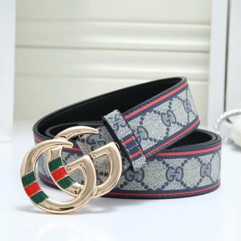 G U C C I Men Woman Fashion Smooth Buckle Leather Belt