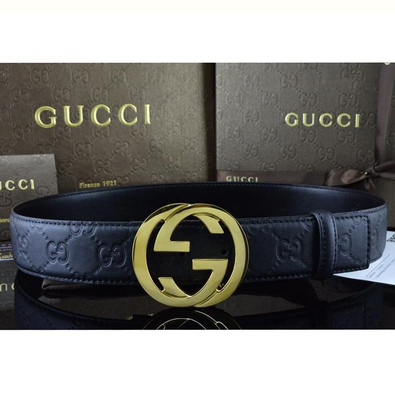 G U C C I Men Women Fashion Smooth Buckle Leather Belt