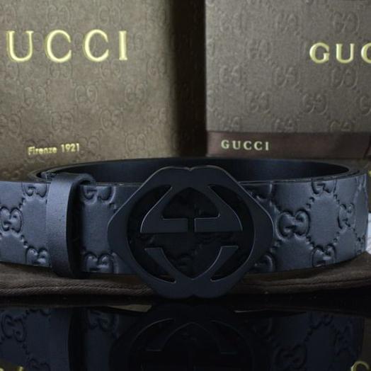 G U C C I Men Women Fashion Smooth Buckle Leather Belt