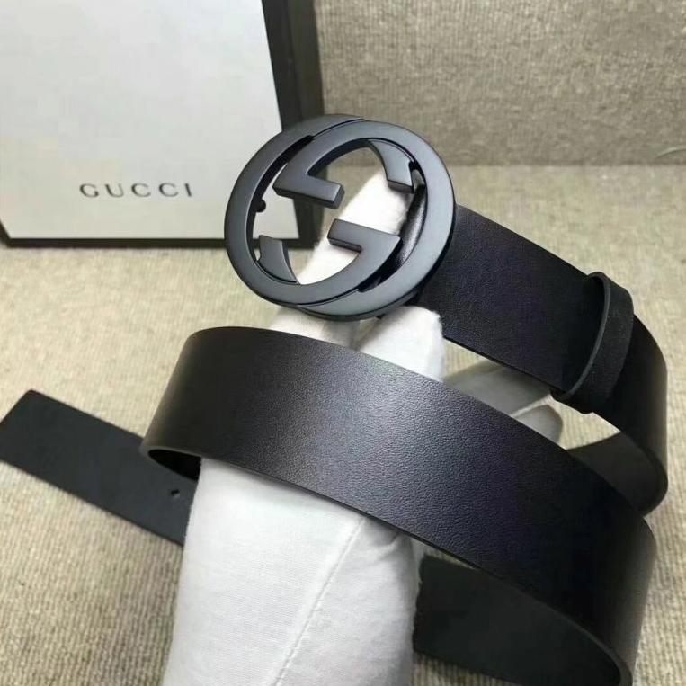 G U C C I Men Women Fashion Smooth Buckle Leather Belt