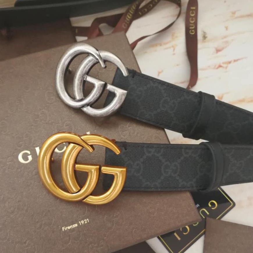 G U C C I Men Women Fashion Smooth Buckle Leather Belt