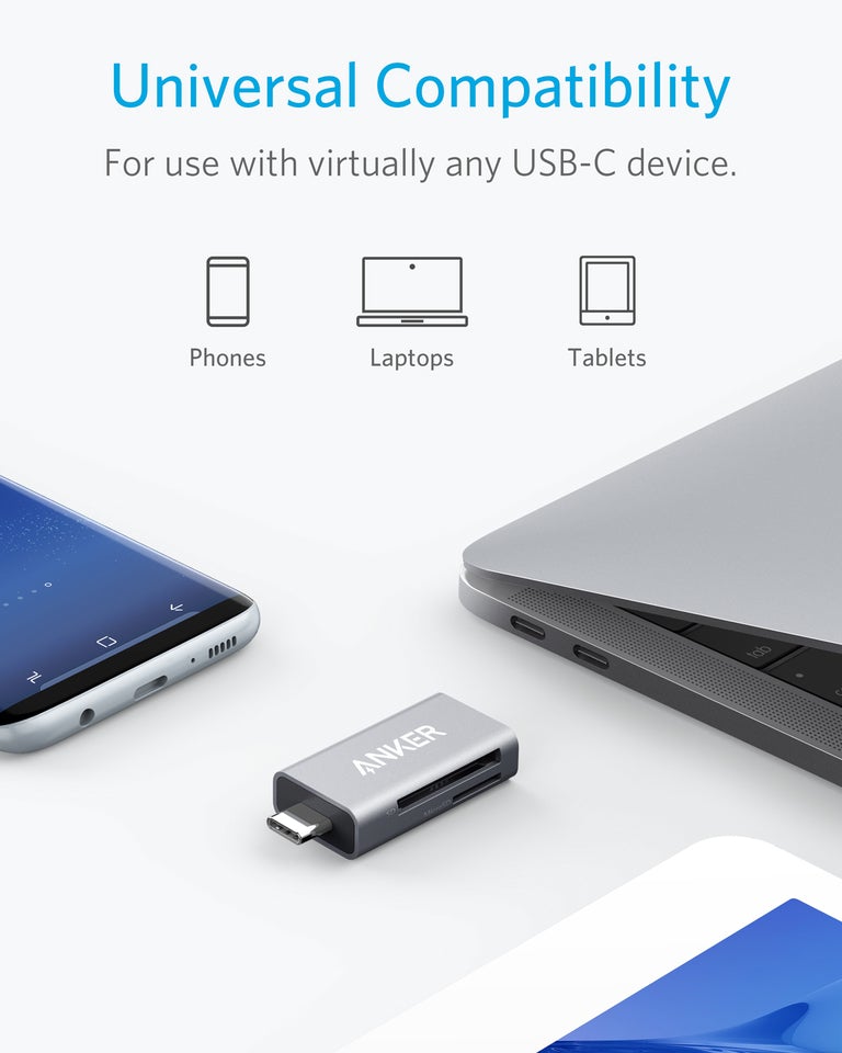 Anker USB-C and USB 3.0 SD Card Reader, PowerExpand+ 2-in-1 Memory Card  Reader