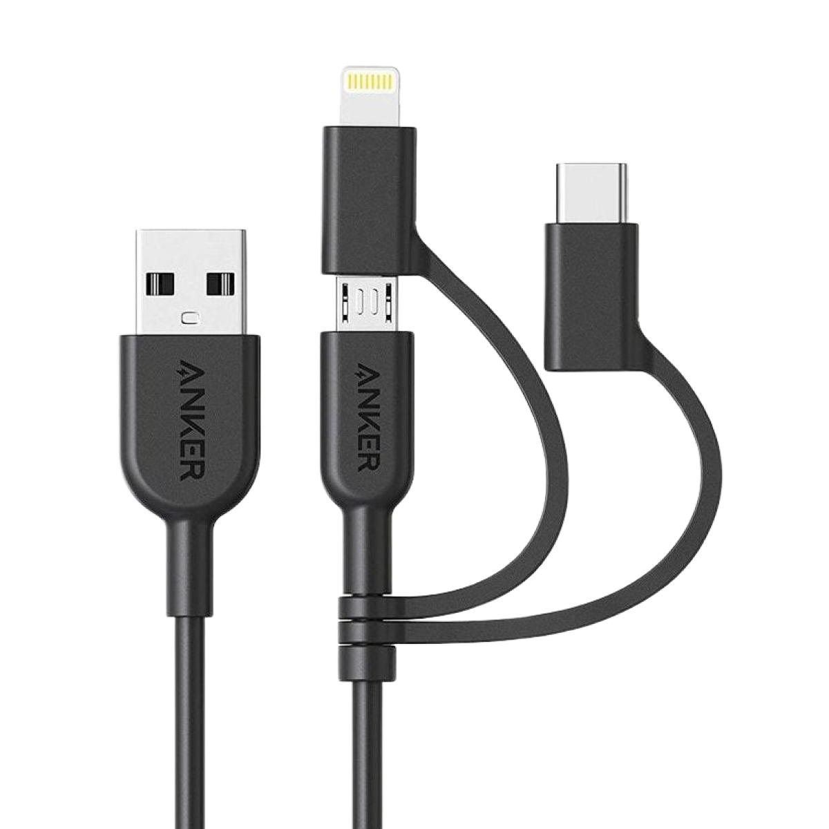 Anker <b>321</b> USB-A to Lightning Cable (3 ft 3-in-1)