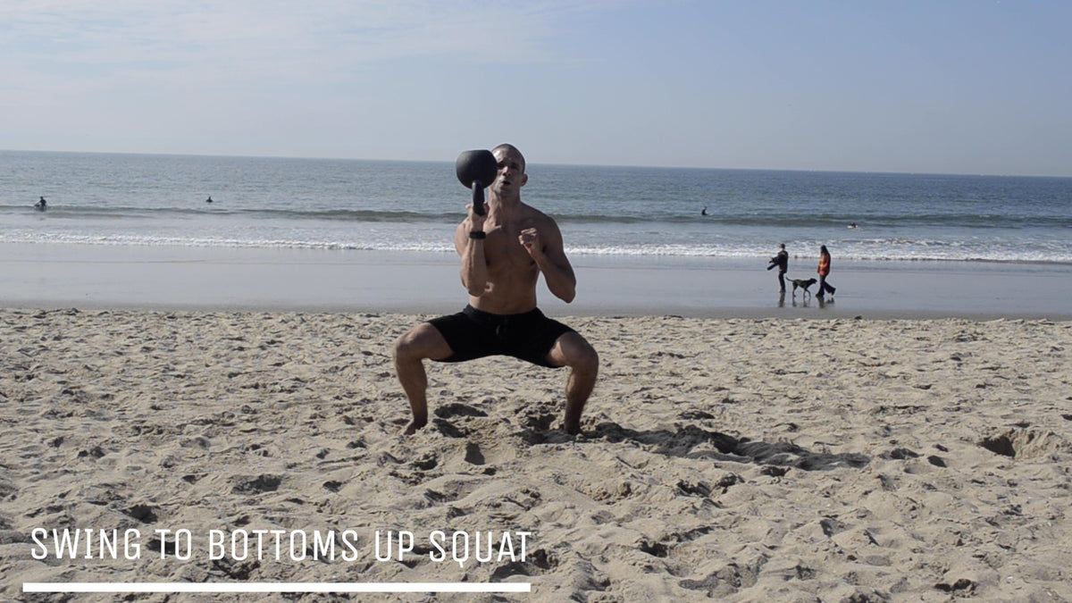 Swing To Bottoms Up Squat-Functional Fitness Kettlebell Exercise