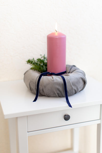 Last Minute Adventskranz Samt Rosa Blau Grün