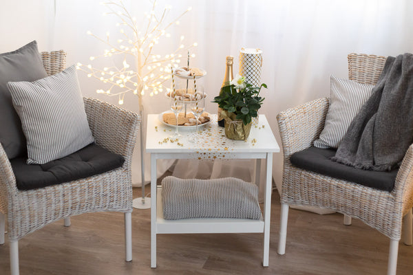 Weihnachten gemütlich Gold Wohnzimmer Beistelltisch