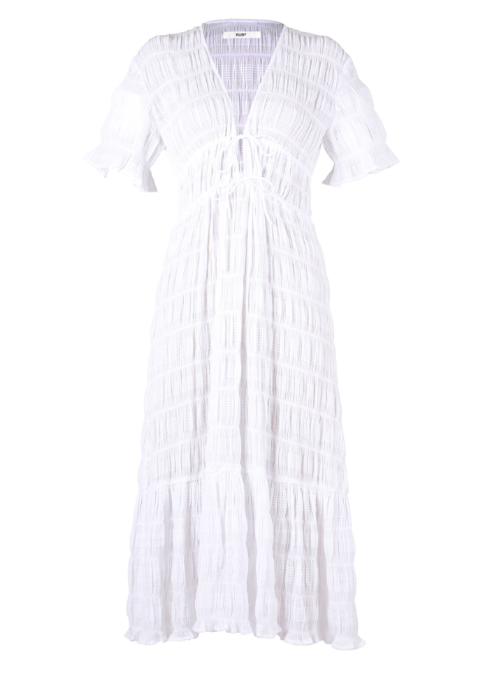 Ruby - Mirella V-neck White Dress | All The Dresses