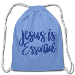 Jesus is essential - Cotton Drawstring Bag - carolina blue