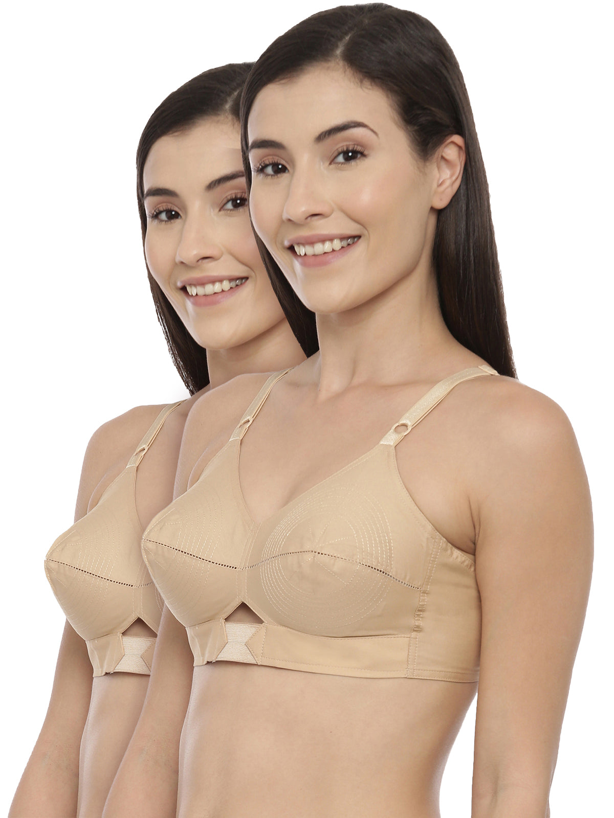 Buy Pack of 2, Women's Cotton Round Stitch Bra - Minimizer Saree Bra - Plus  Size, Full Coverage, Non-Padded at