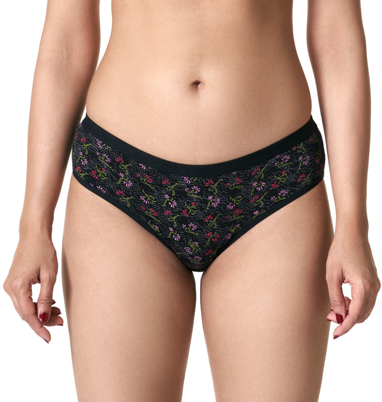 BLOSSOM Womens Cotton Melang'e Panty, Soft Folding Elastic, High Coverage  Mid Waist Panties - Pack of 3