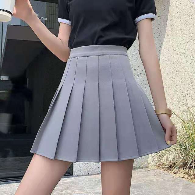Summer Women's Skirt Shorts High Waist A-line Student Plaid Pleated Sk