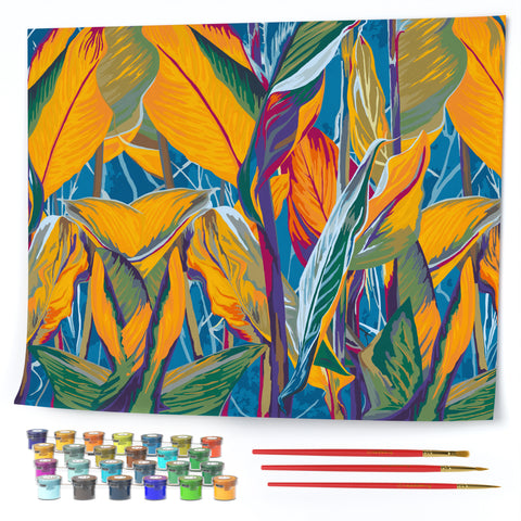 Tropical Leaves PAINT by NUMBER Kit Adults ,abstract Garden Plants