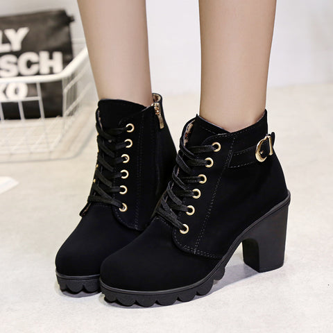 short block heel booties