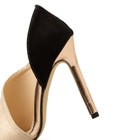bronze peep toe heels