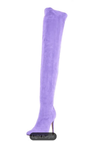 light purple thigh high boots