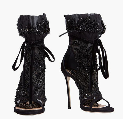 rhinestone high heel boots