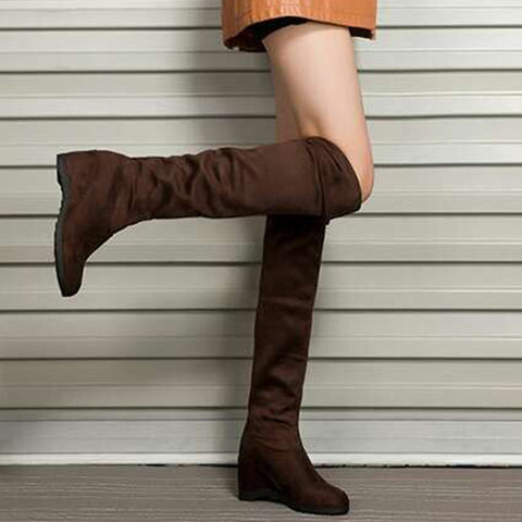 ladies knee high suede boots
