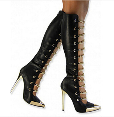 gladiator high heel boots