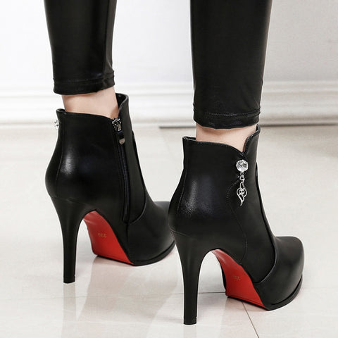 Women Sexy Ankle Boots Soft Leather 