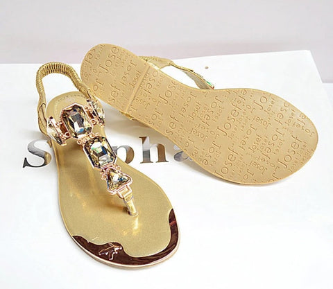 gold gem sandals