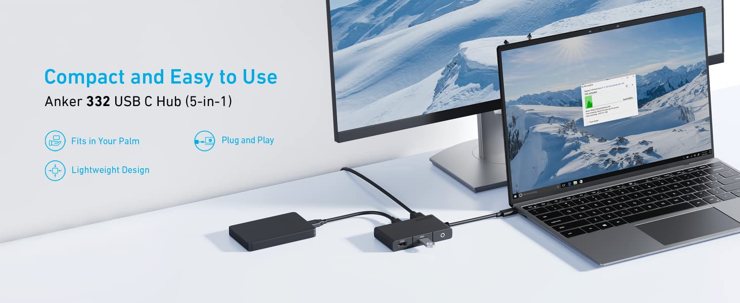 Anker 332 USB-C Hub (5-in-1) with 4K HDMI Display, 5Gbps - and 2 5Gbps  USB-A Data Ports and for MacBook Pro, MacBook Air, Dell XPS, Lenovo  Thinkpad
