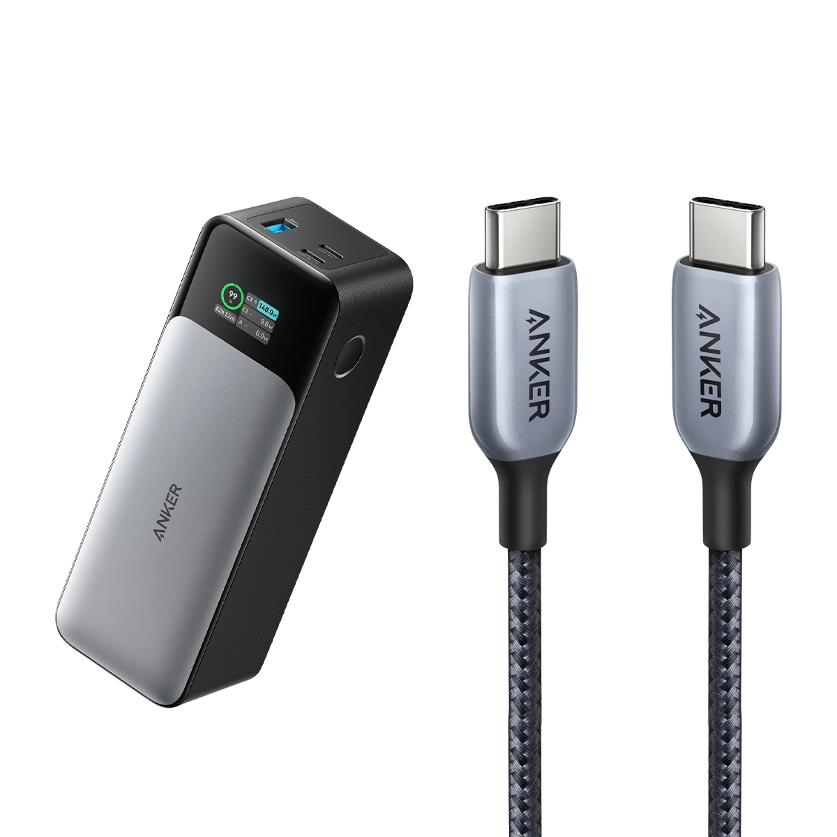 Anker <b>737</b> Power Bank (PowerCore 24K) and Anker <b>765</b> USB-C to USB-C Cable (3 ft)