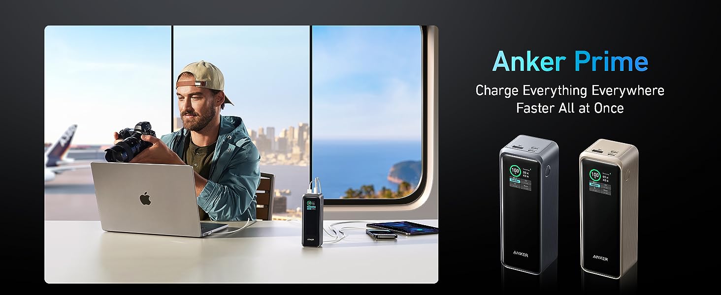  Anker Prime Power Bank, 27,650 mAh 3 puertos 250 W cargador  portátil (99.54 Wh) aplicación inteligente, compatible con MacBook Pro/Air,  iPhone 15/14/13 Series, Samsung, Dell y más (base de carga no 