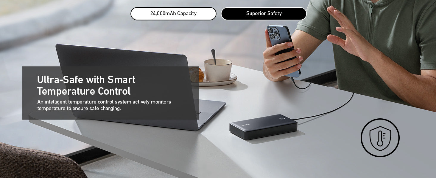 Anker PowerCore Slim 10000 Anker 537 Power Bank (PowerCore 24K for Laptop) 65W Max Output and 30W Input with USB-C Fast-Charging, 24000mAh - A1379