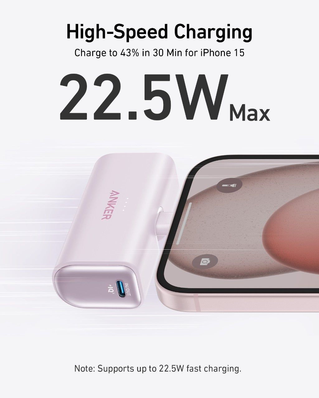 Anker iPhone 15 Portable Charger, Nano Power Bank with Built-in USB C  Connector, 5,000mAh Portable Charger 22.5W, for iPhone 15 Series, Samsung  S22/23