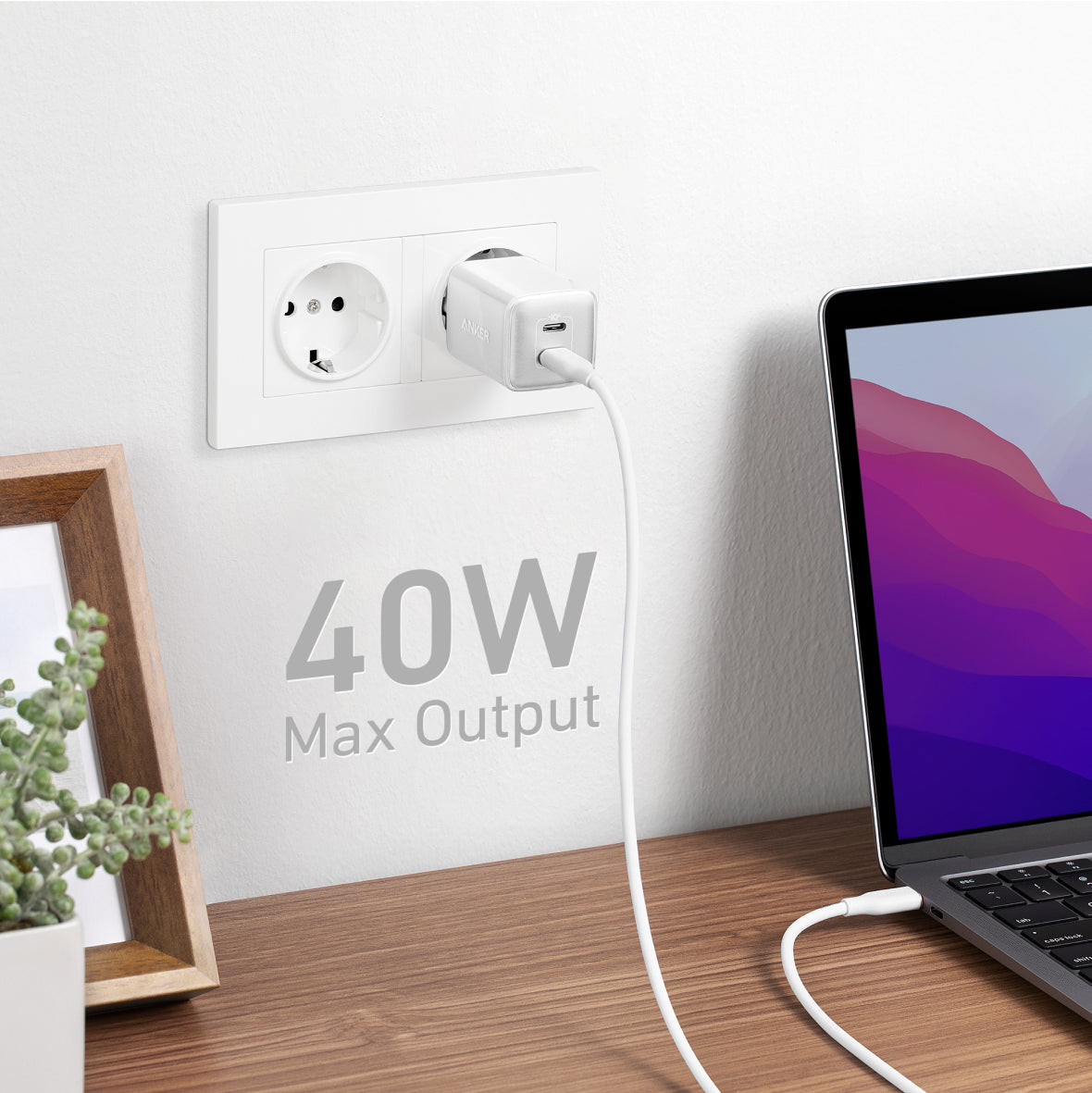 Connect to a single port to give your MacBook Air a high-speed charge.