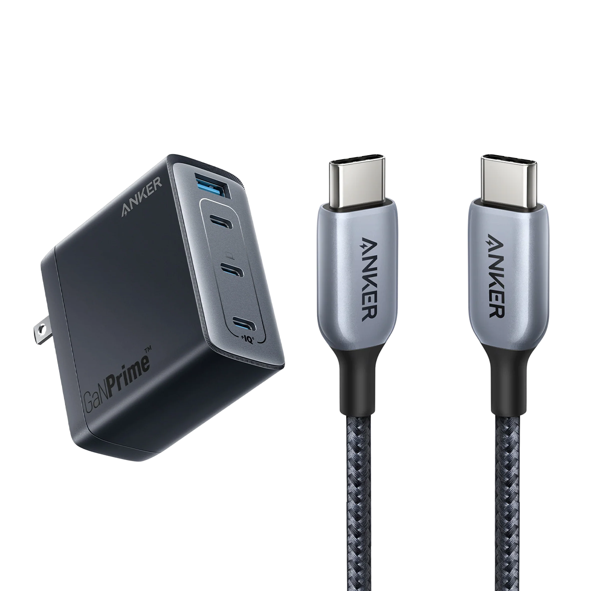 Anker <b>747</b> Charger (GaNPrime 150W) and Anker <b>765</b> USB-C to USB-C Cable (240W Nylon)