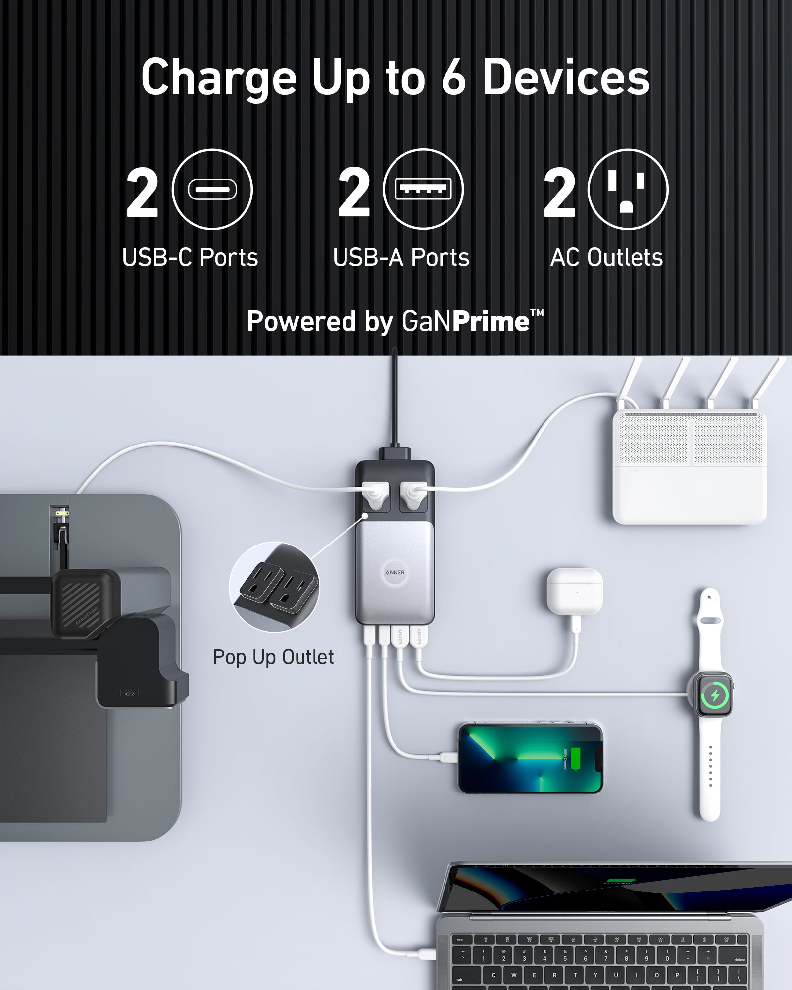 Anker 727 Charging Station (GaNPrime 100W) with 240W Nylon Anker 765 USB-C  to USB-C Cable